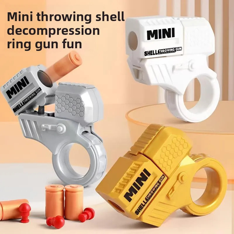 Mini Toy Blaster Keychain Yellow Shell Throwing Launcher Fidget Relief For Boys
