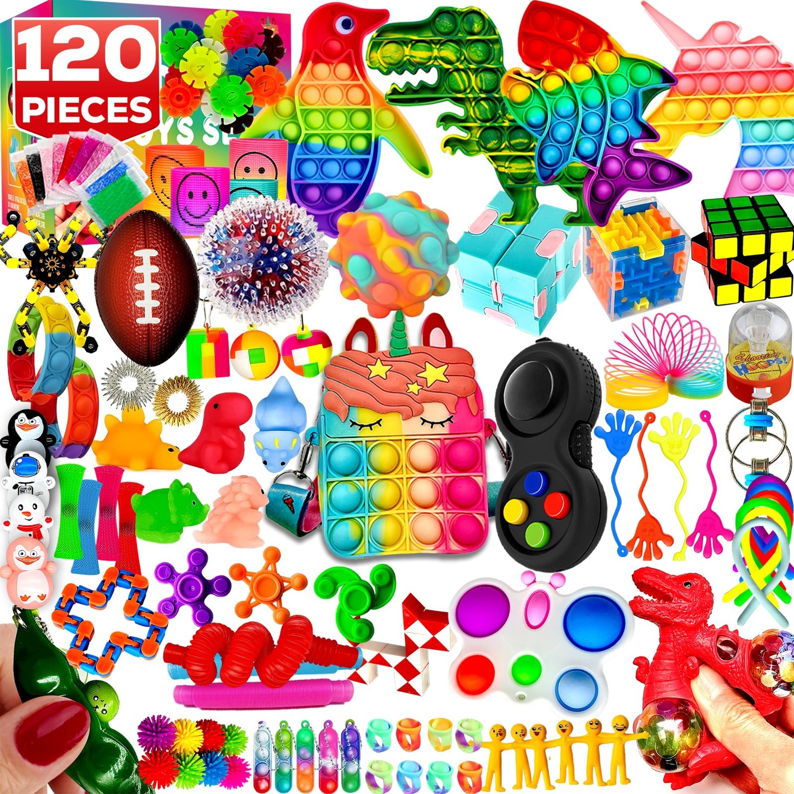 120 Pcs Fidget Toys Set – Sensory Party Favors for Kids & Adults, Goodie Bag Fil