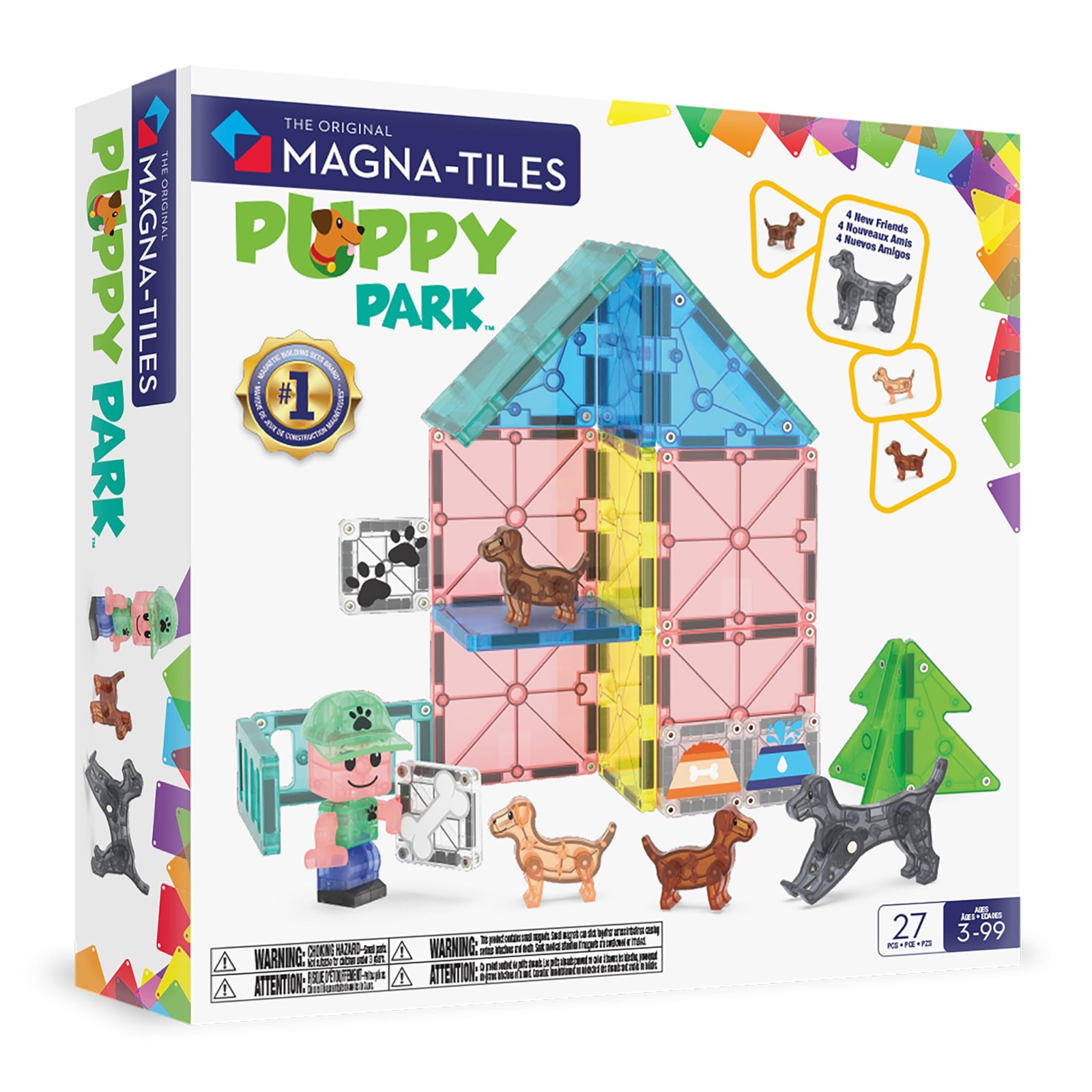 Magna-Tiles Puppy Park 27-Piece Magnetic Construction Set, The Original Magne…