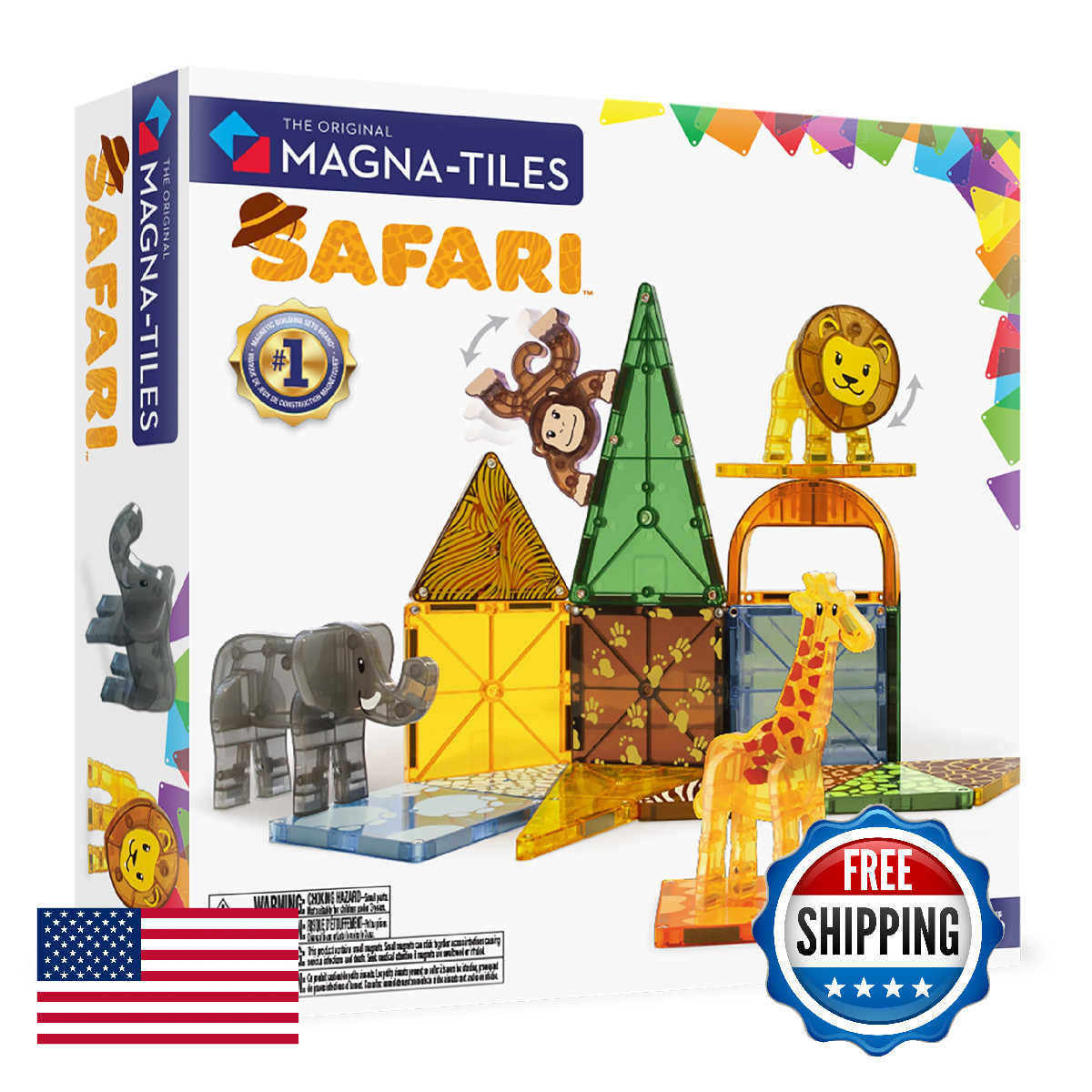 MAGNA-TILES Safari Animals 25-Piece Magnetic Construction Set – ORIGINAL