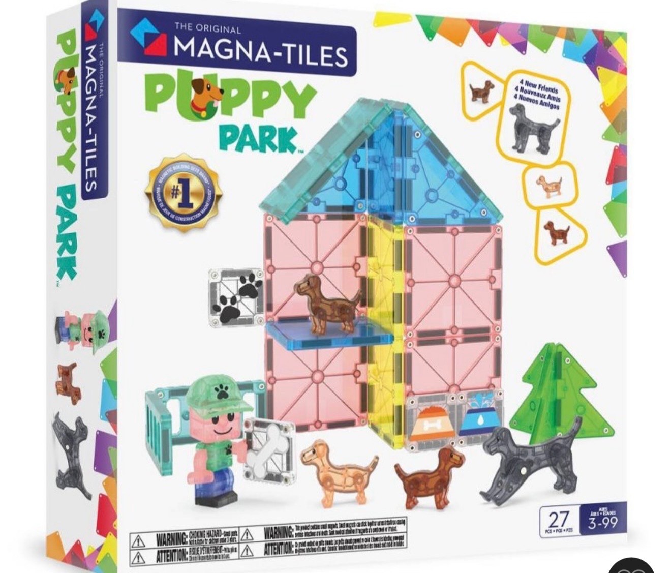MAGNA-TILES Puppy Park: 27-Piece Magnetic Building Set for Math & Engineering Sk