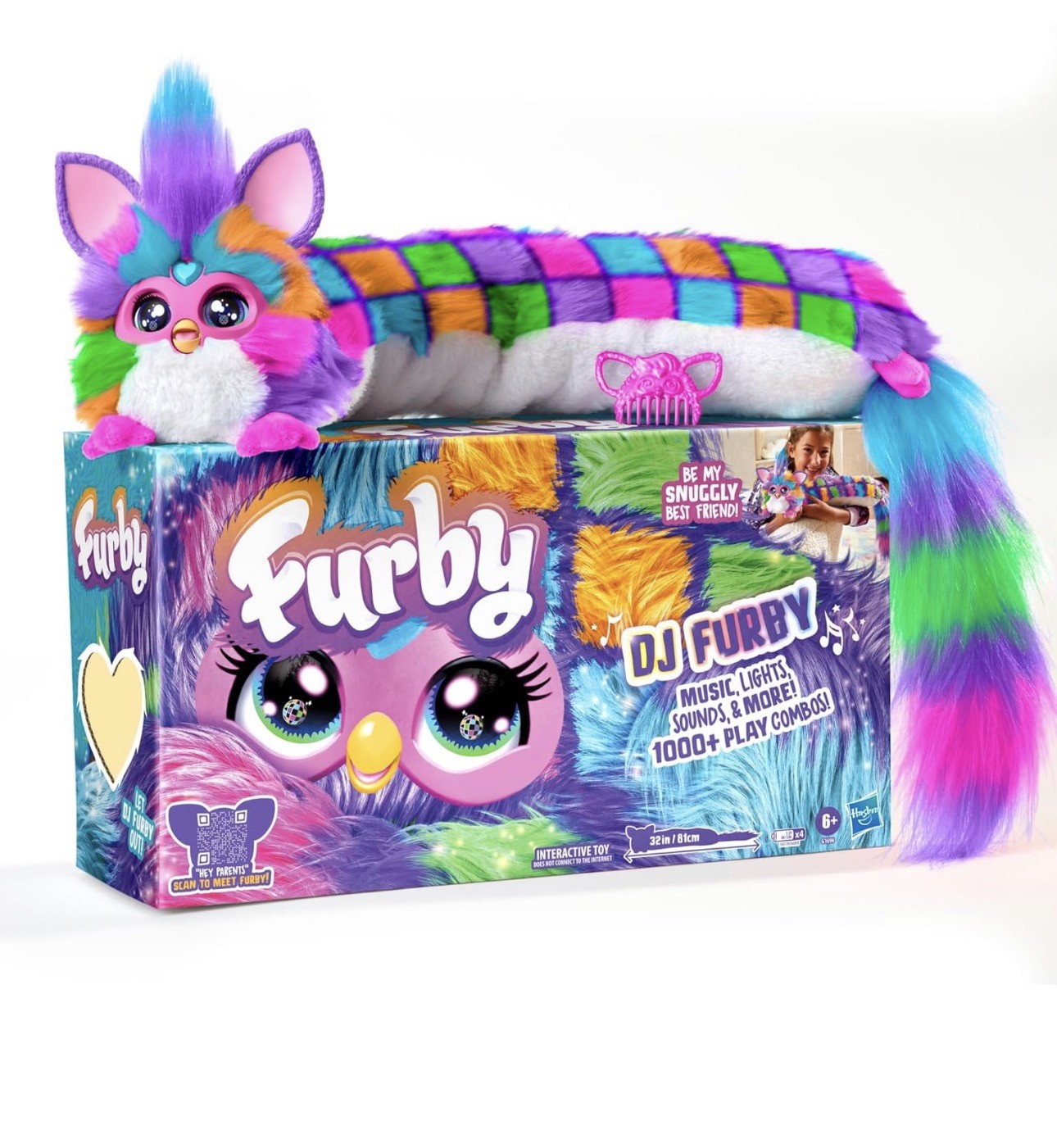 FURBY DJ Interactive Toy, Neon Star, Snuggly Electronic Plush, Music, Lights,…