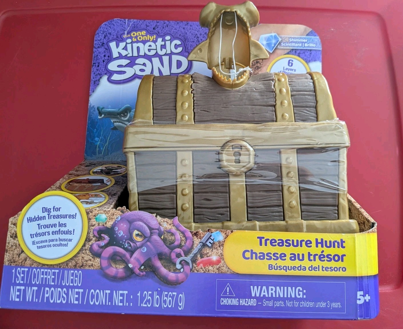 Kinetic Sand Treasure Hunt Playset with 9 Surprise Reveals, 567g Sand