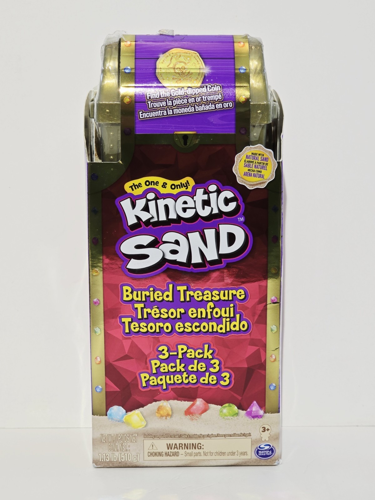 NEW SEALED Kinetic Sand Buried Treasure 3-Pack Kids Sand Art Activity Set