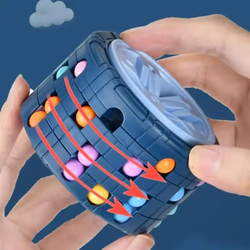 3D Cylinder Cube Magical Bean Gyro Slide Puzzle Stress Relief Toy Gift Free Ship