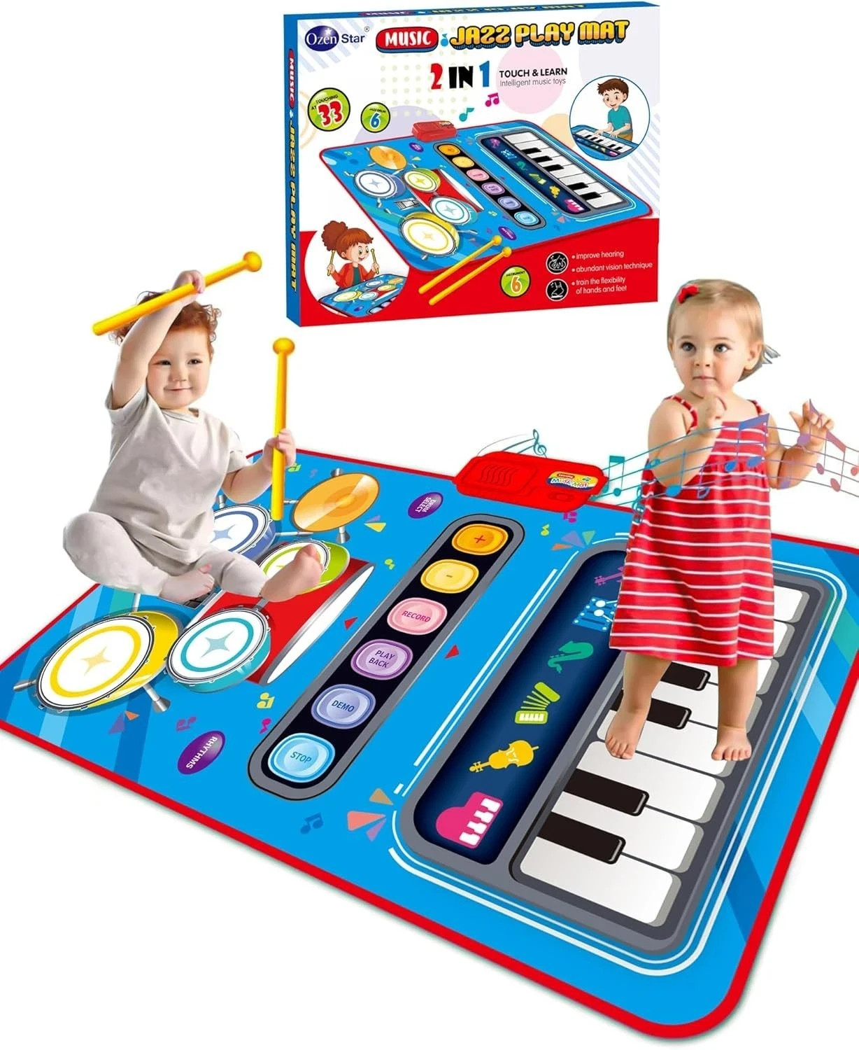 Baby Toys for 1 Year Old: Baby Musical Mat Toddler Toys Age 1-2 – 2 in 1 Pia Dru