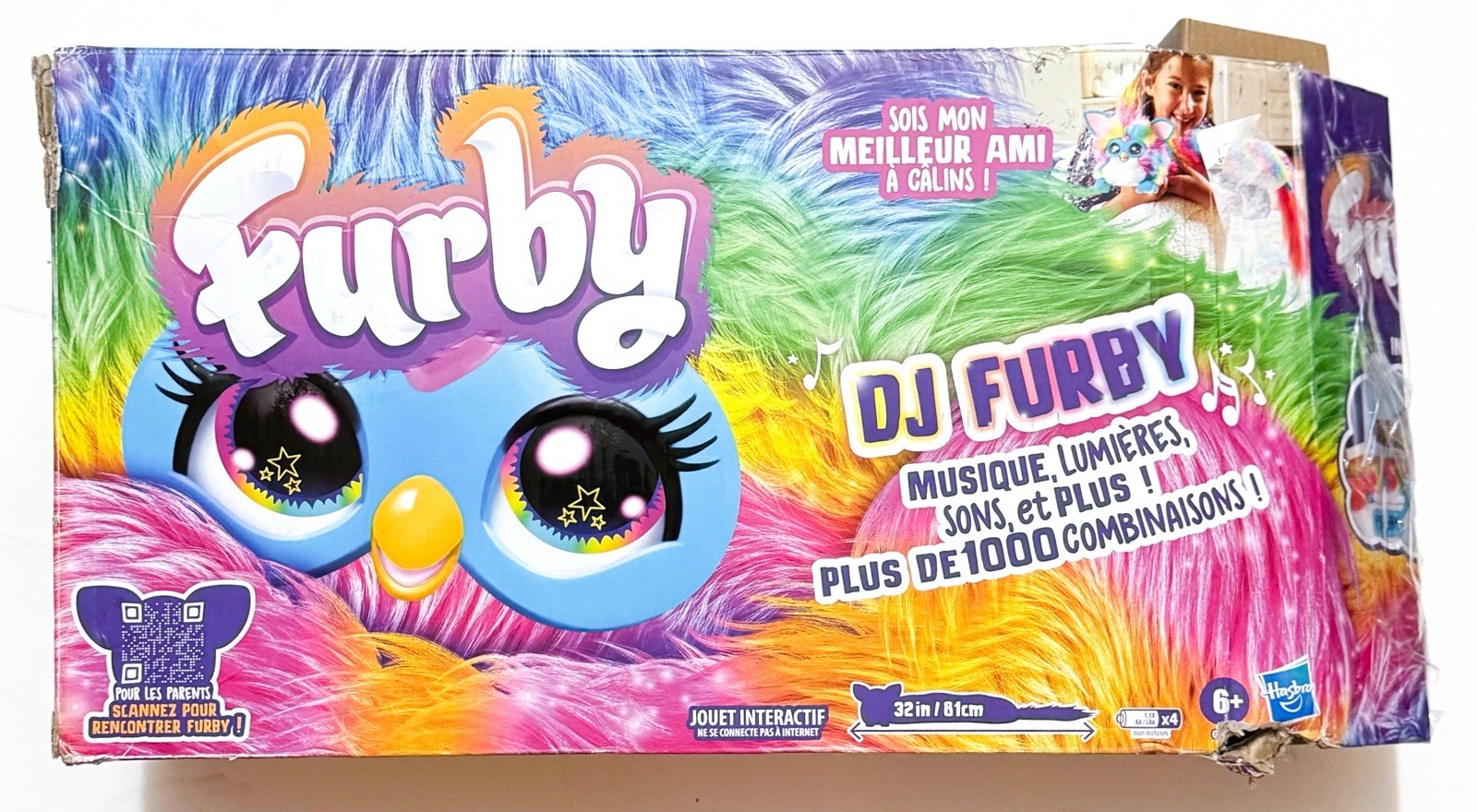 Hasbro Furby DJ Interactive Toy – Rainbow Colour – French Version – Read Des