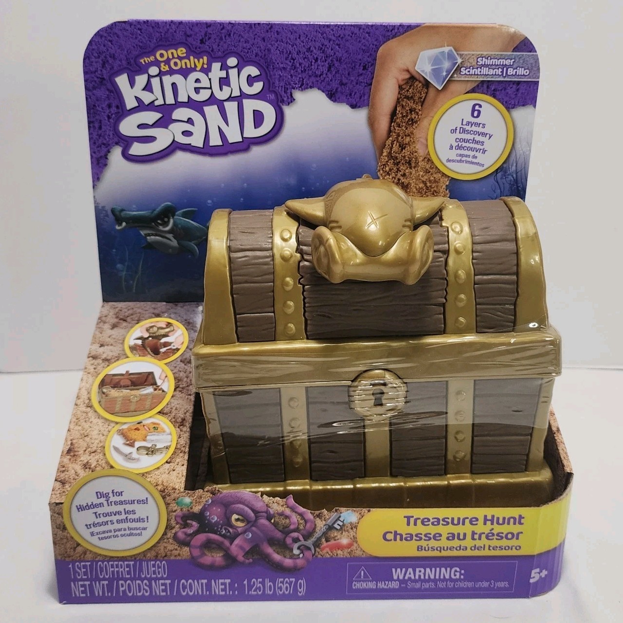 Kinetic Sand TREASURE HUNT Play Set w/6 Layers Of Surprise Reveals 567g Sand NEW