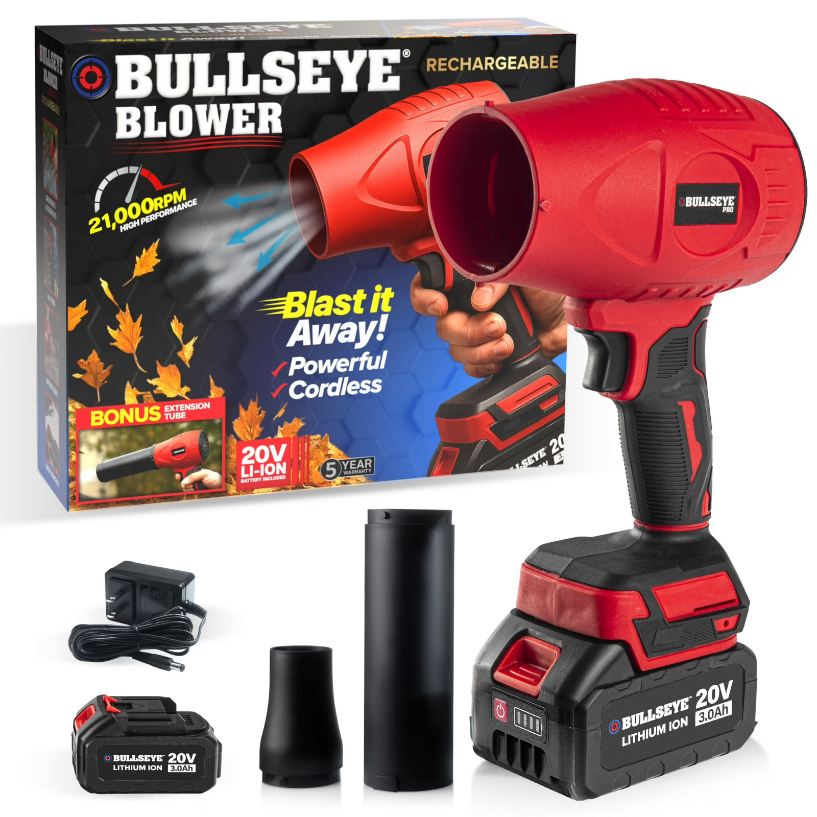 Blower Rechargeable Cordless Leaf Dust Air Blaster 21k 20V Battery and Charger