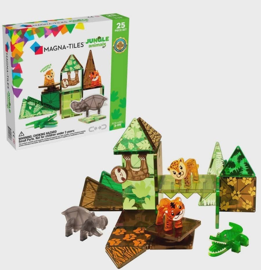 MAGNA-TILES Jungle Animals 25-Piece Magnetic Construction Set, Original!