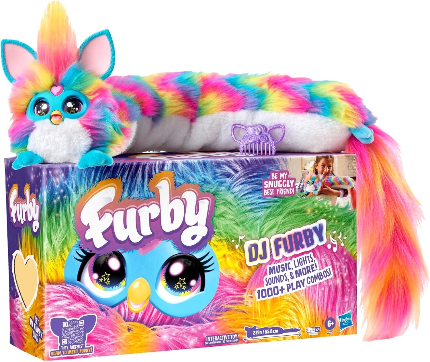FURBY DJ Interactive Toy Super Snuggly Rainbow Electronic Plush Music & Lights