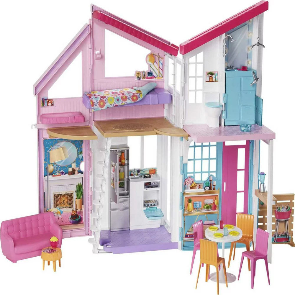 Malibu House Dollhouse Playset with 25+ Furniture and Accessories (6 Rooms)