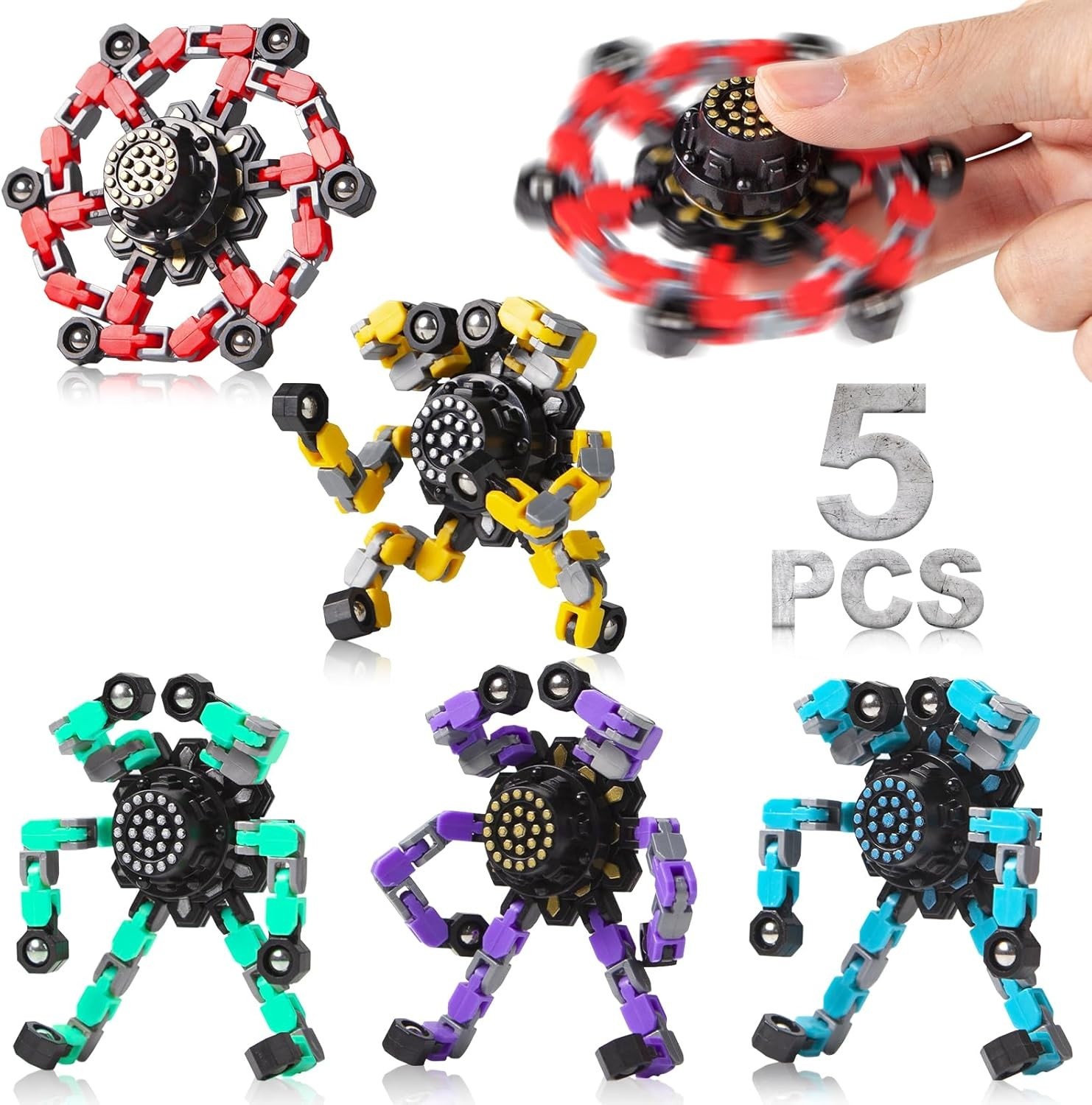 Transformable Sensory Fidget Spinners – 4 Color Stress Relief Toys for All Ages