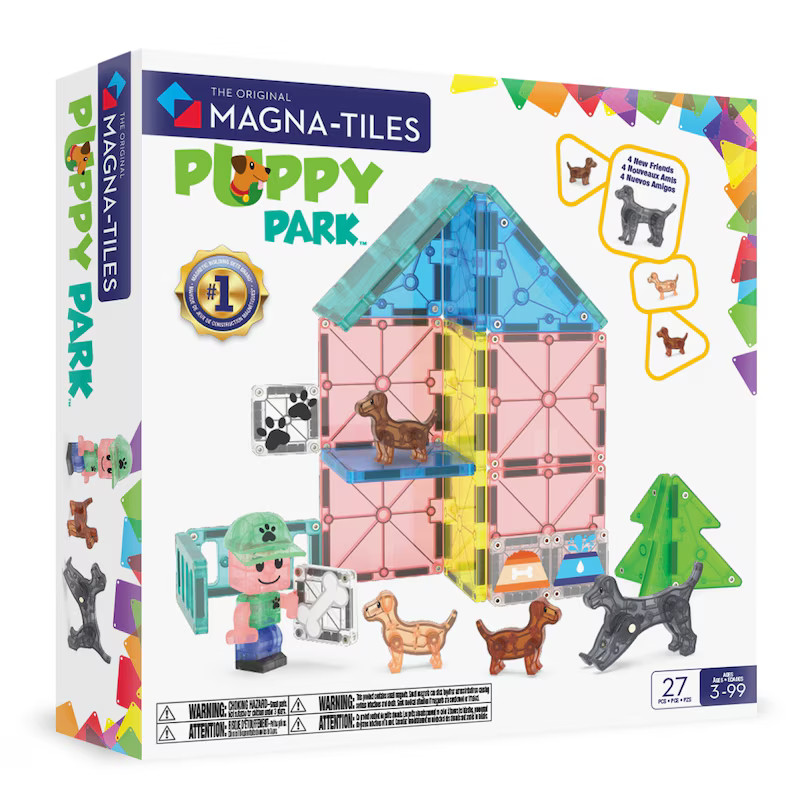 MAGNA-TILES® Puppy Park 27-Piece Magnetic Construction Set, The Original Magneti