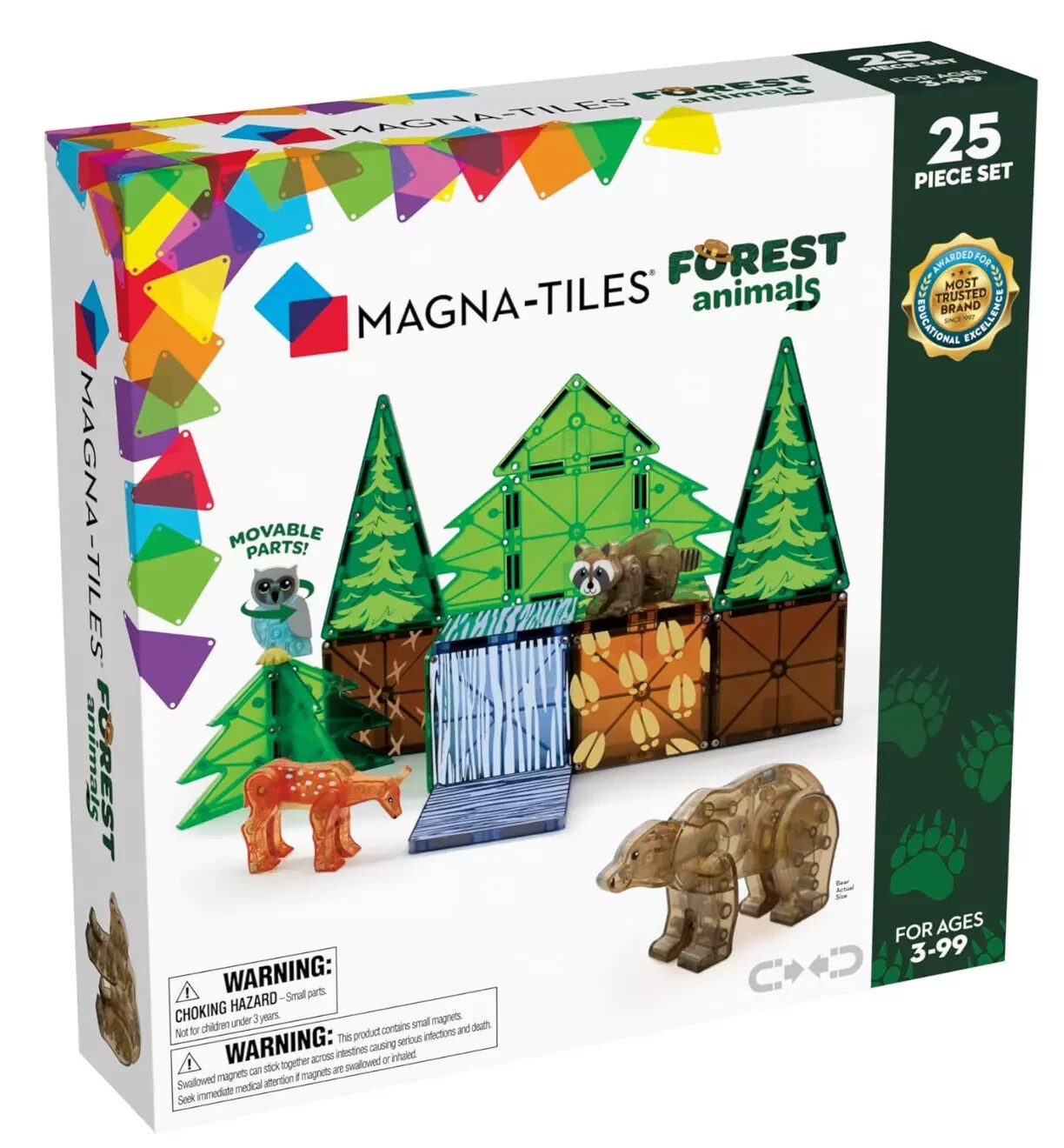 MAGNA-TILES Forest Animals 25 Piece Magnetic Construction Set w/ 4 Animals