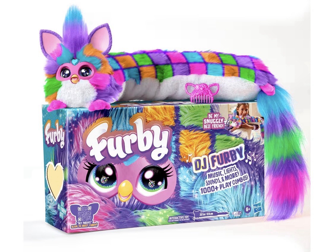 FURBY DJ Neon Star Plush Toy, Music & Lights, 32in, Ages 6+