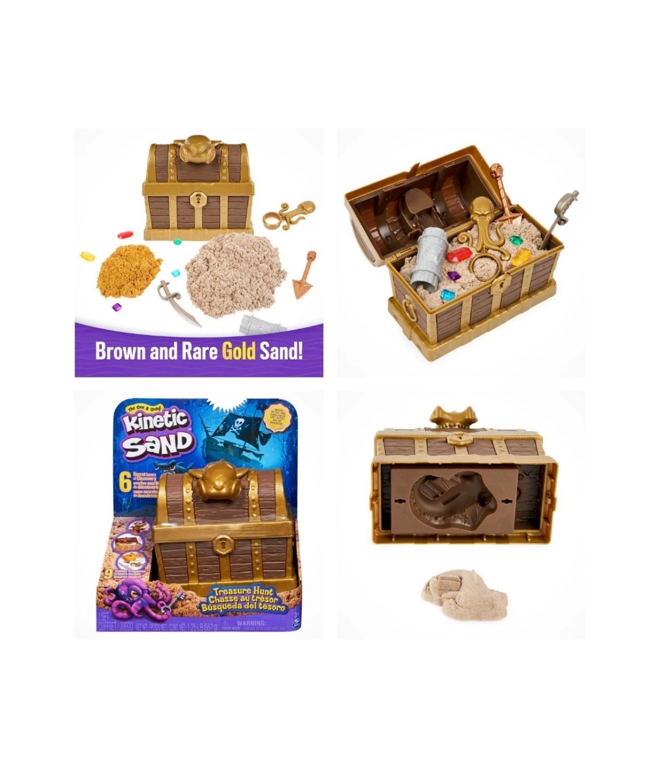 Kinetic Sand, Treasure Hunt Playset with 9 Surprise Reveals Ages 3+ New Toy Play