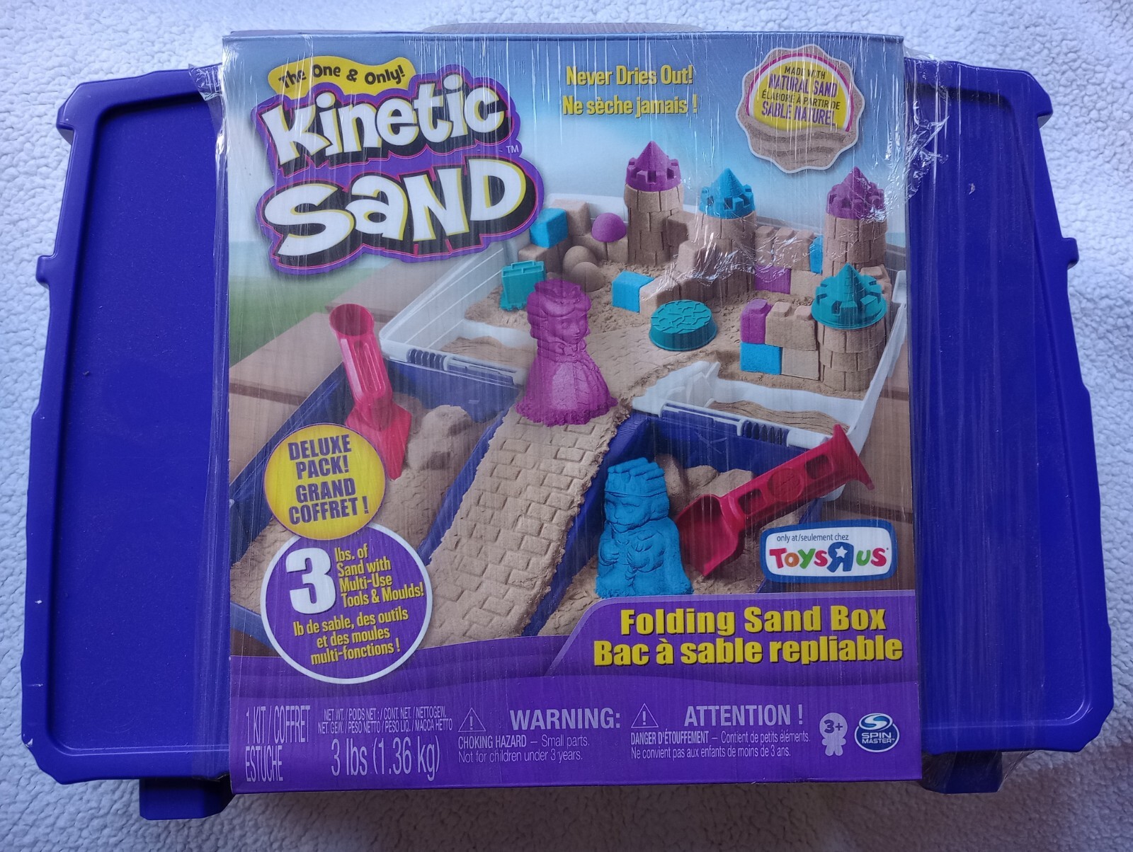 *RARE* 3lb Kinetic Sand playset w/ carry case & 3 colors – Pink, Brown, and Blue