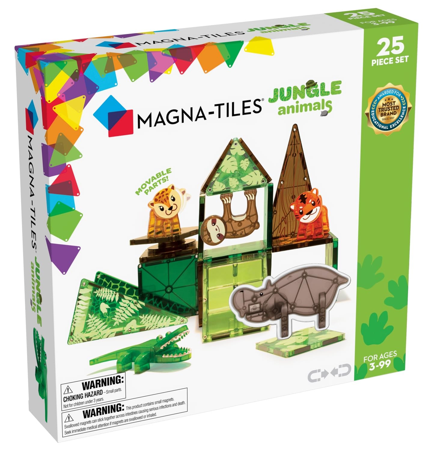 Magna Tiles Jungle Animals 25 Piece Magnetic Construction Set Brand