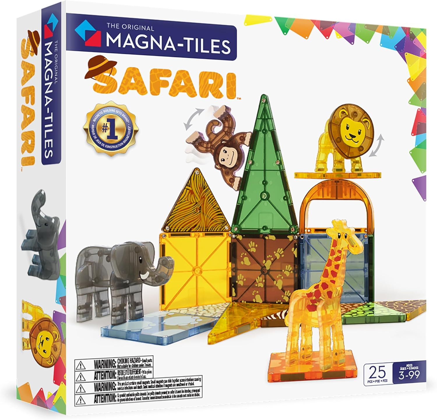 MAGNA-TILES Safari Animals 25-Piece Magnetic Construction Set, the ORIGINAL Magn