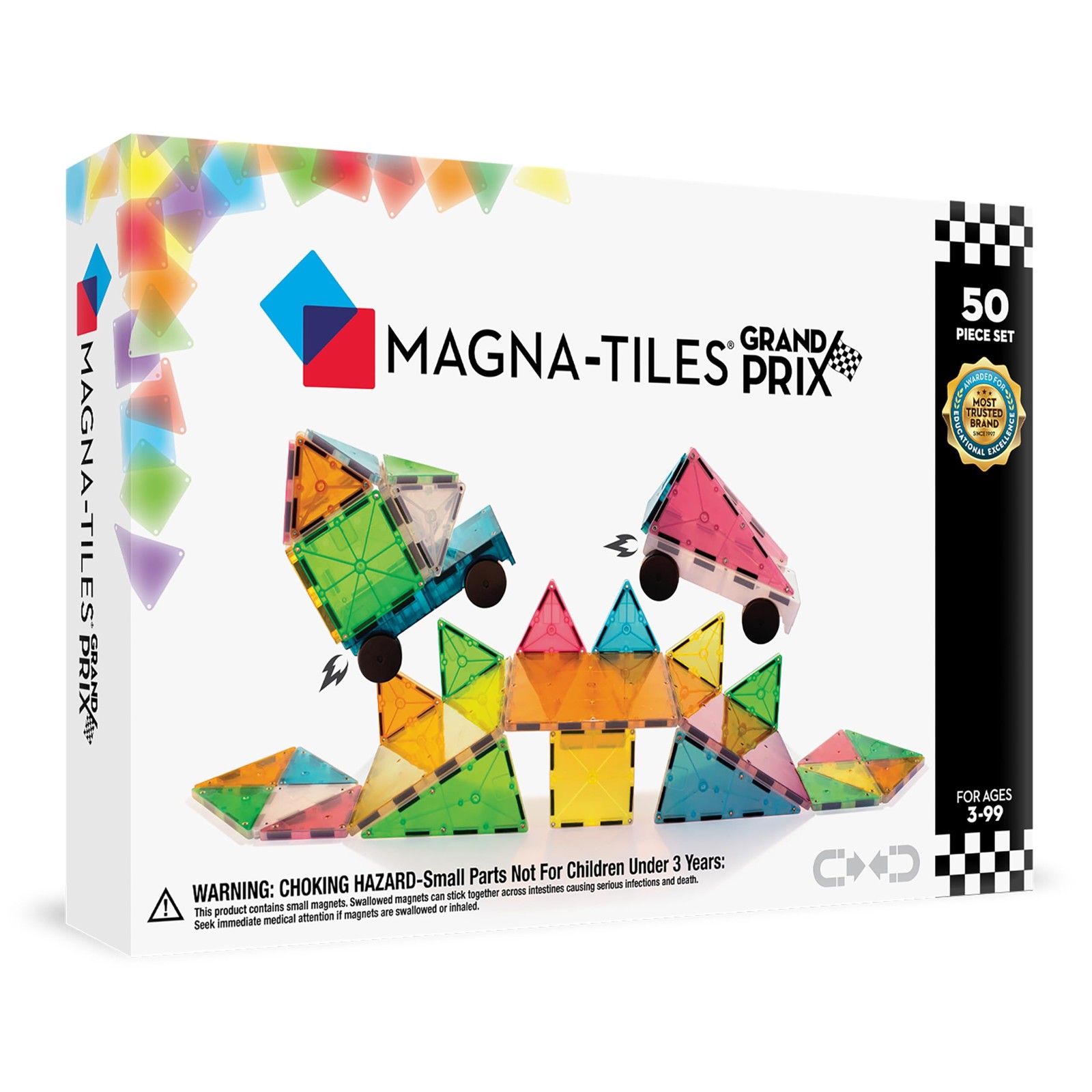 MAGNA-TILES Grand Prix 50-Piece Magnetic Construction Set – ORIGINAL