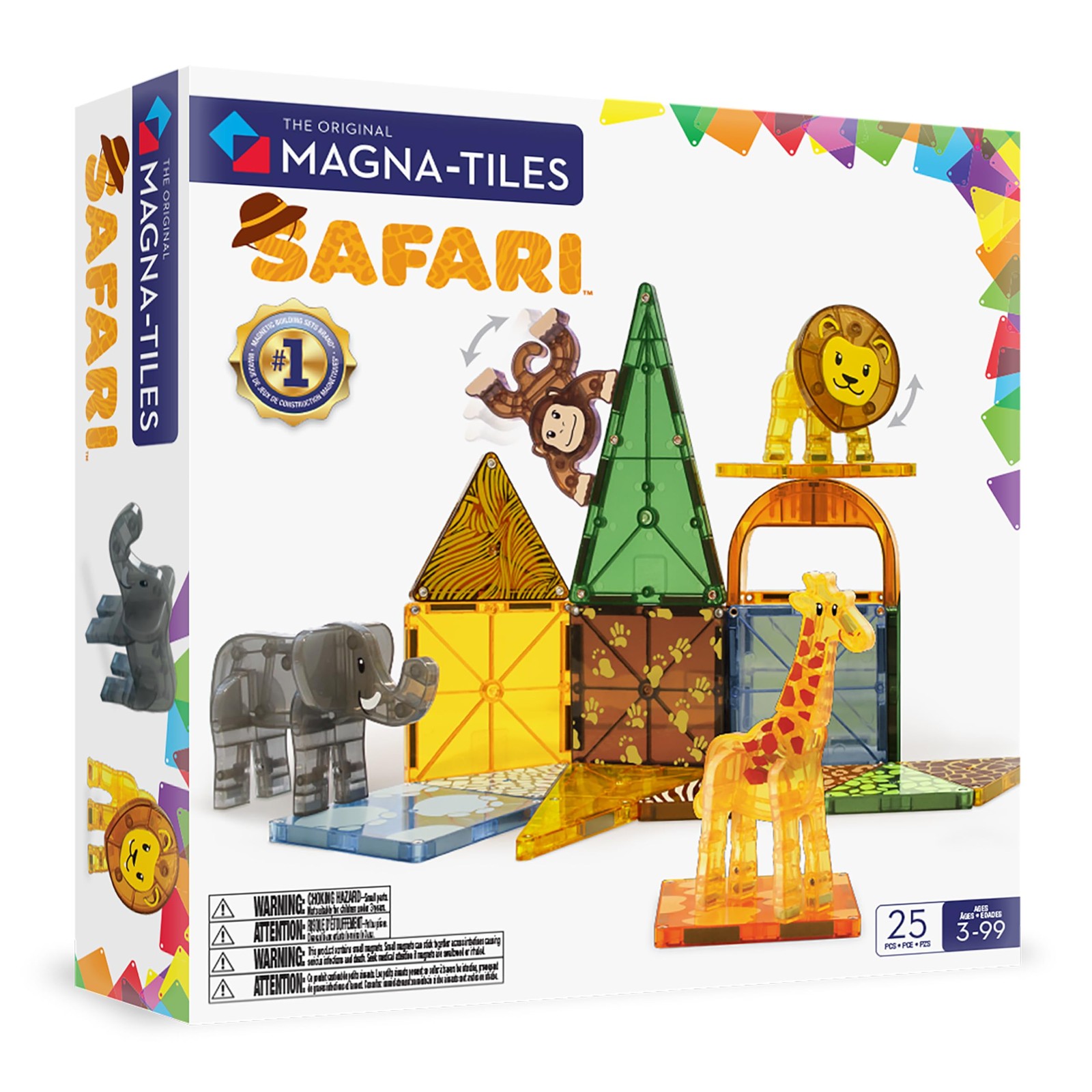 MAGNA-TILES Safari Animals 25-Piece Magnetic Construction Set – ORIGINAL Magn