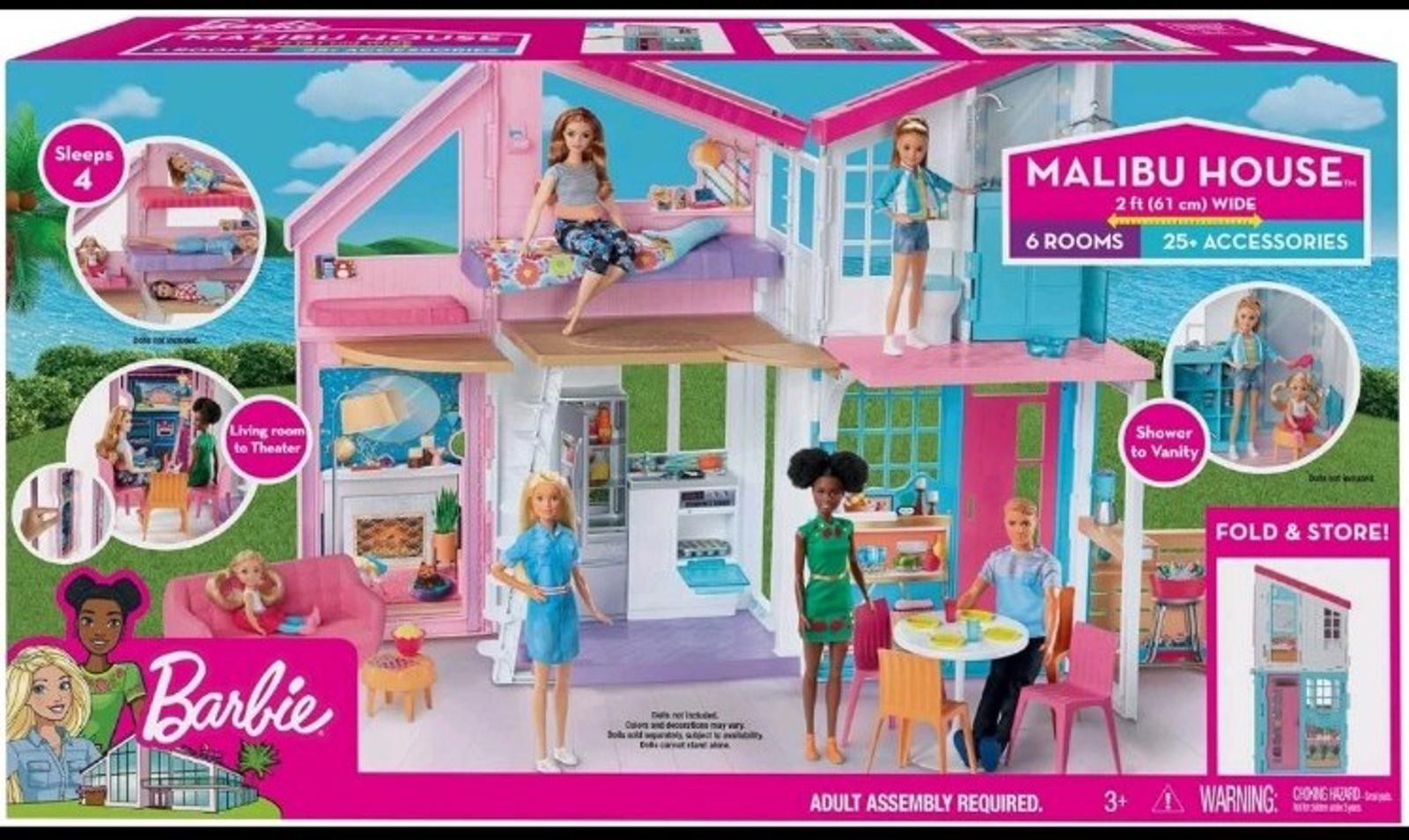 Barbie Malibu House Playset 2 FT 6 Rooms 25+ Accessories NEW In Box