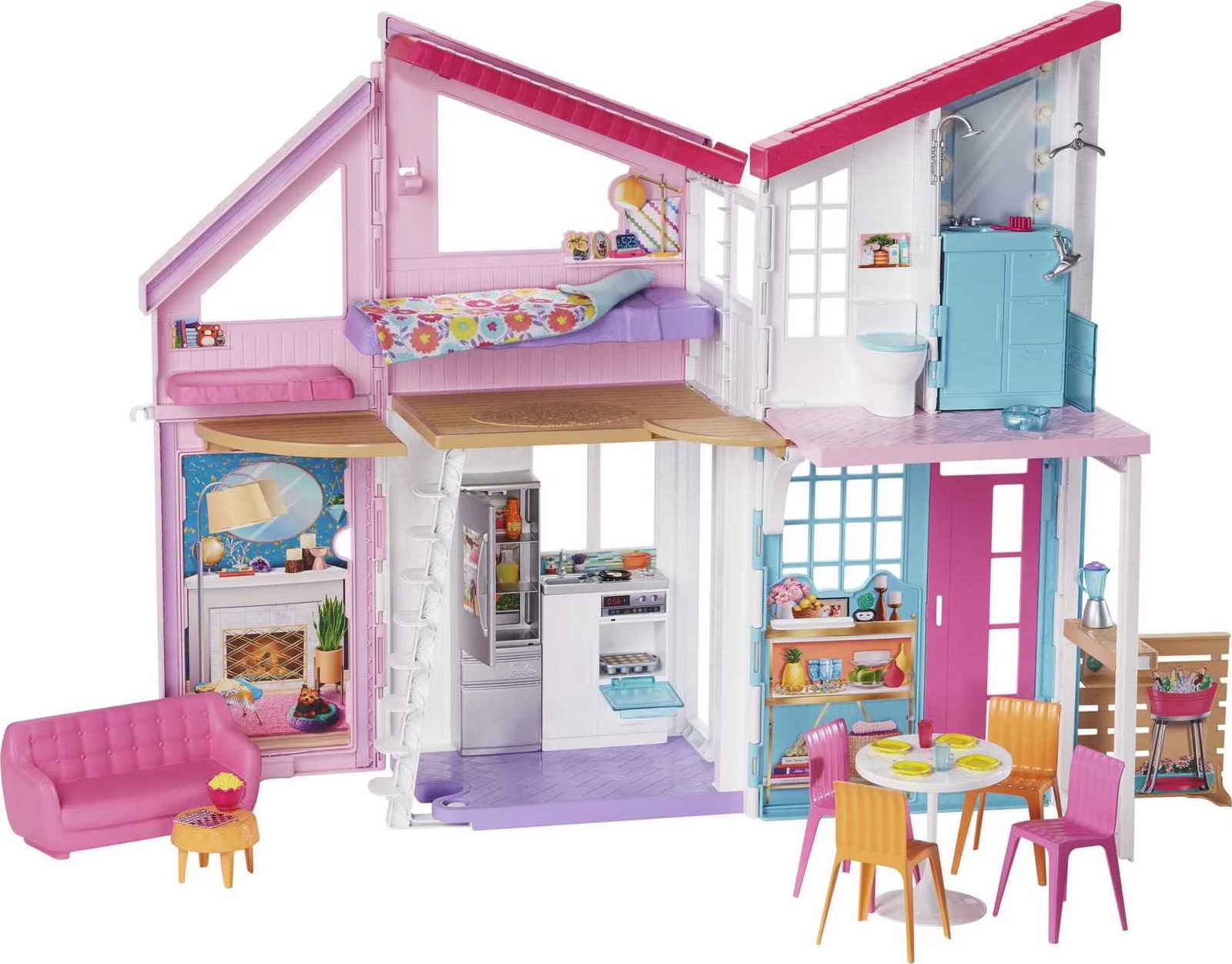 Malibu House Dollhouse Playset with 25+ Furniture and Accessories