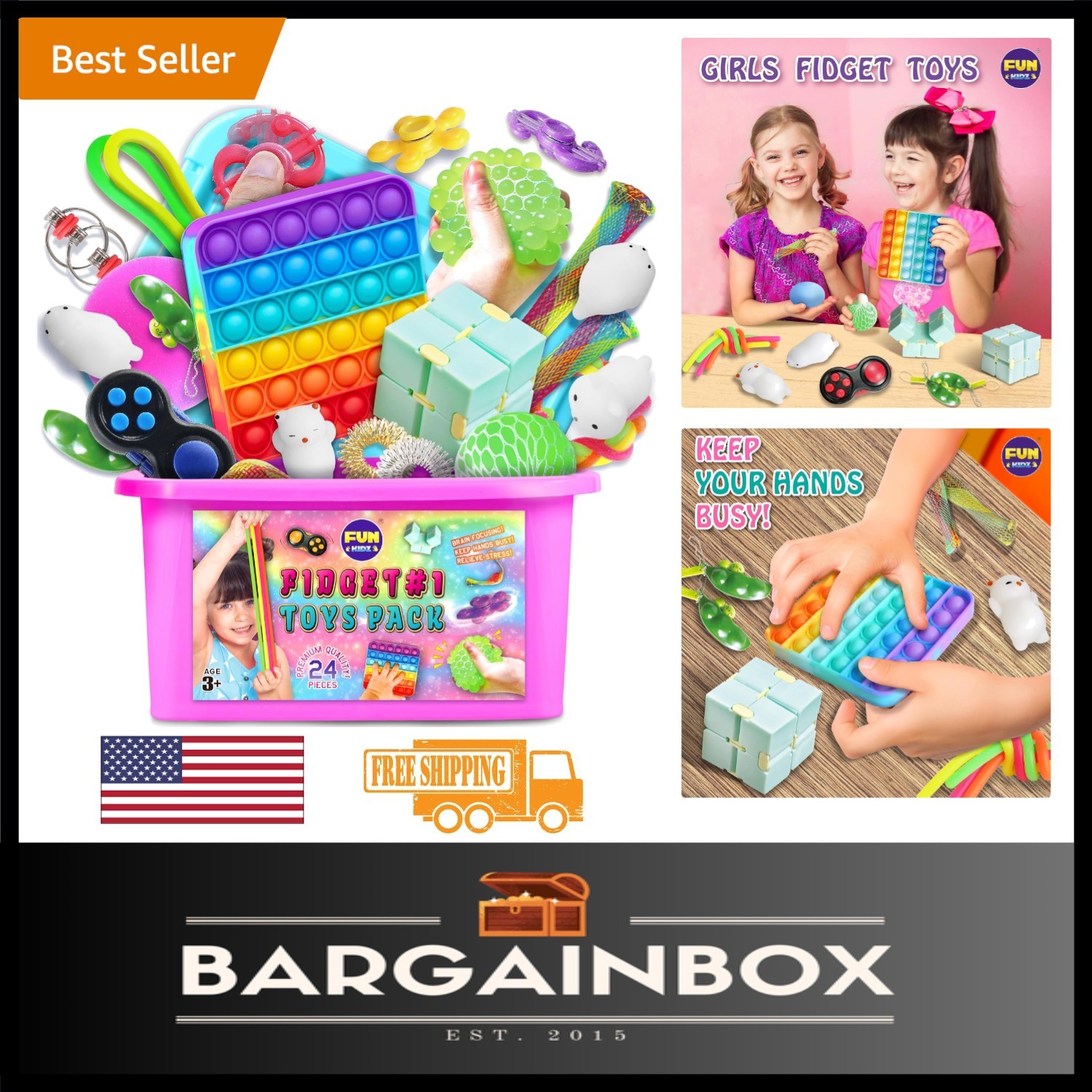 Charming Pink Fidget Toy Set – 24 Eco-Friendly Pieces for Stress Relief