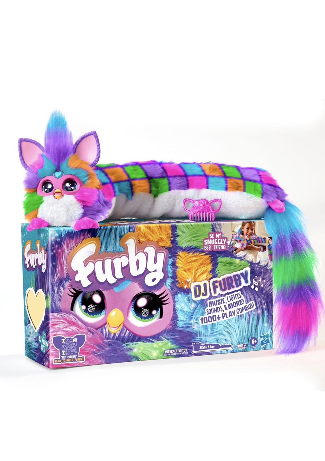 FURBY DJ Interactive Toy Neon Star Snuggly Electronic Plush Toy Music & Lights