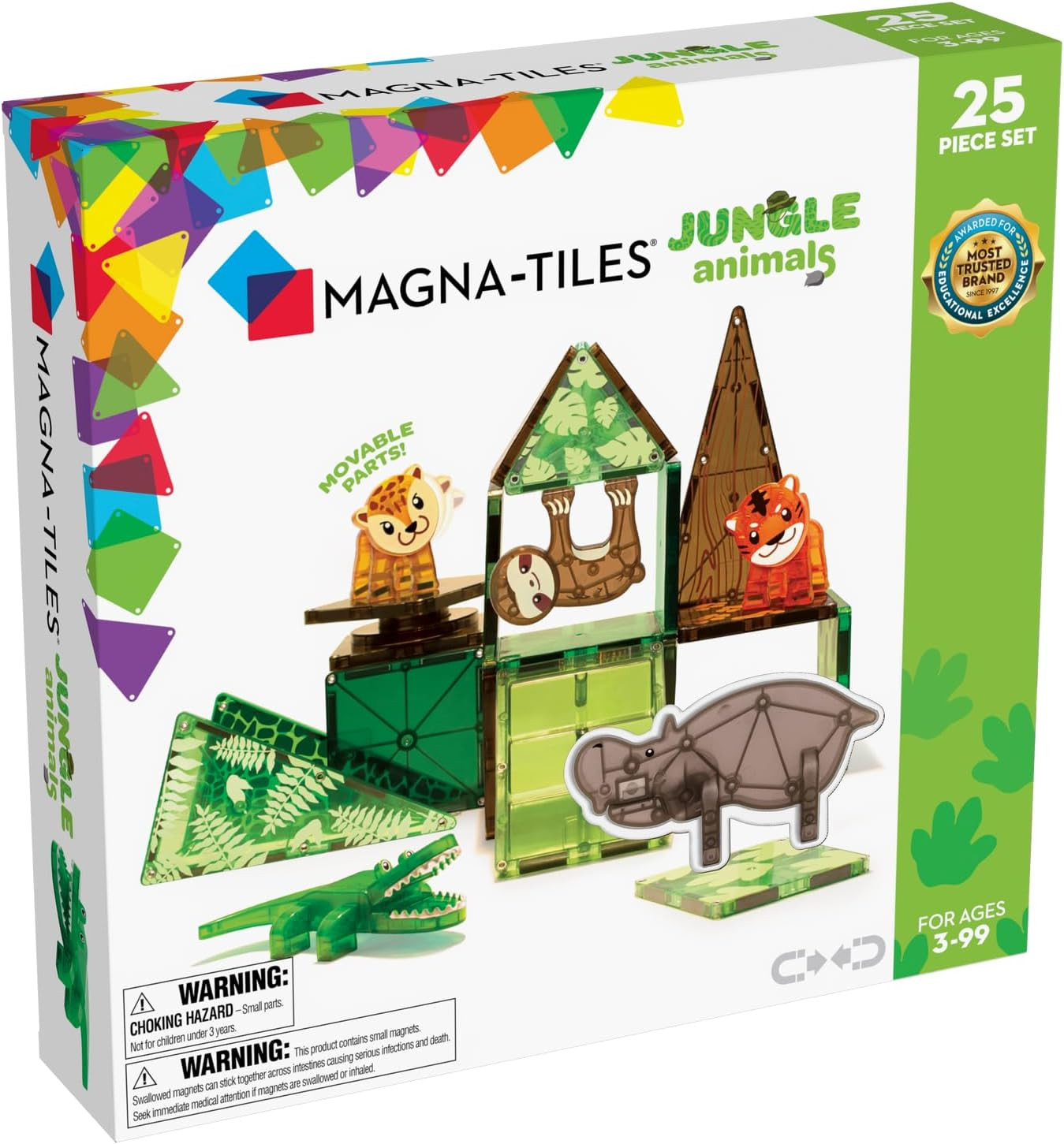 MAGNA-TILES Jungle Animals 25-Piece Magnetic Construction Set, the ORIGINAL Magn
