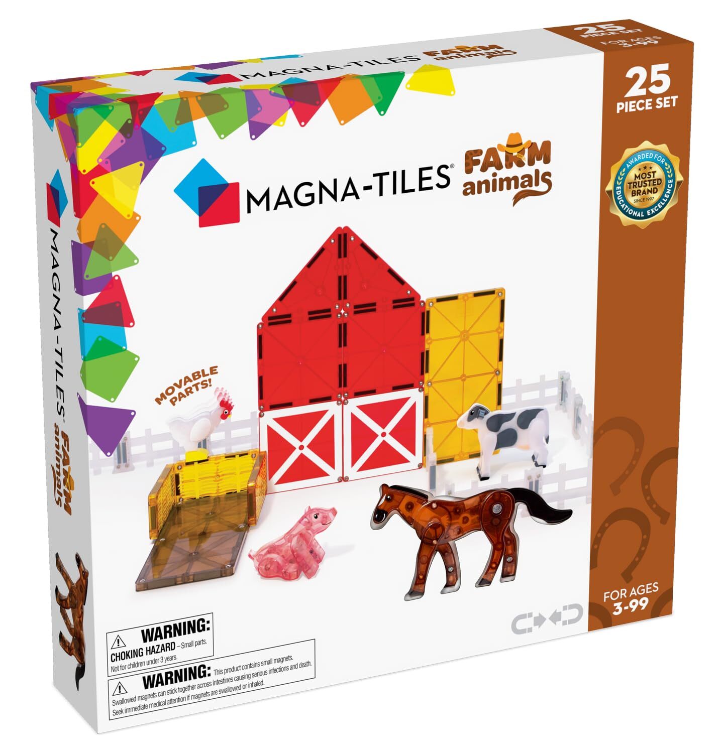 MAGNA-TILES Farm Animals 25-Piece Magnetic Construction Set New Toy Gift
