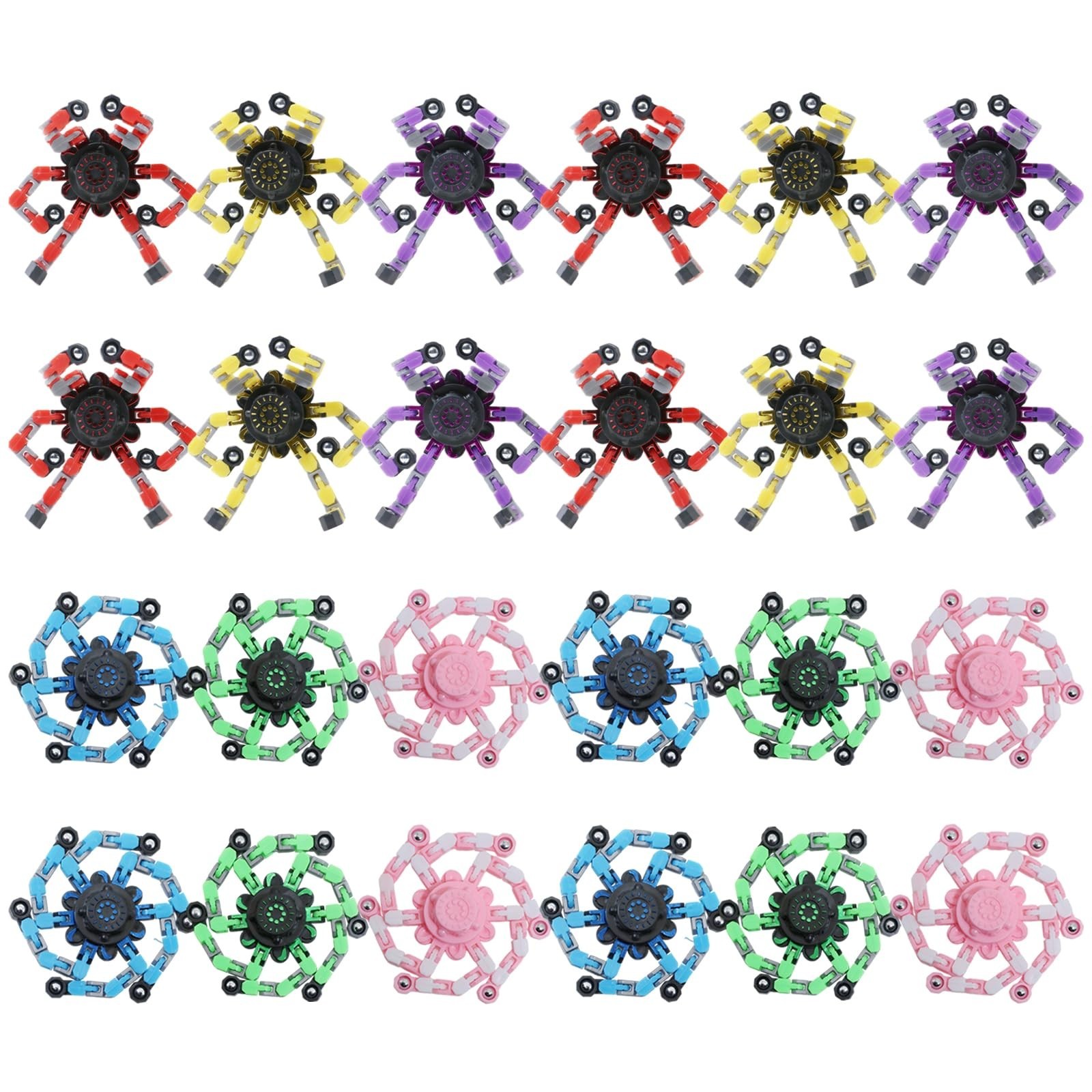 24Pcs Transformable Fidget Spinners – Deformable Stress Relief Toys for Kids & A