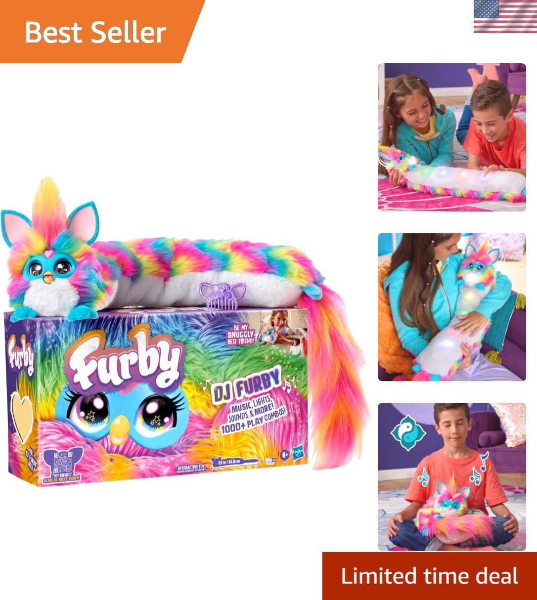Super Snuggly Rainbow DJ Furby – Interactive Plush Toy with Music & Lights