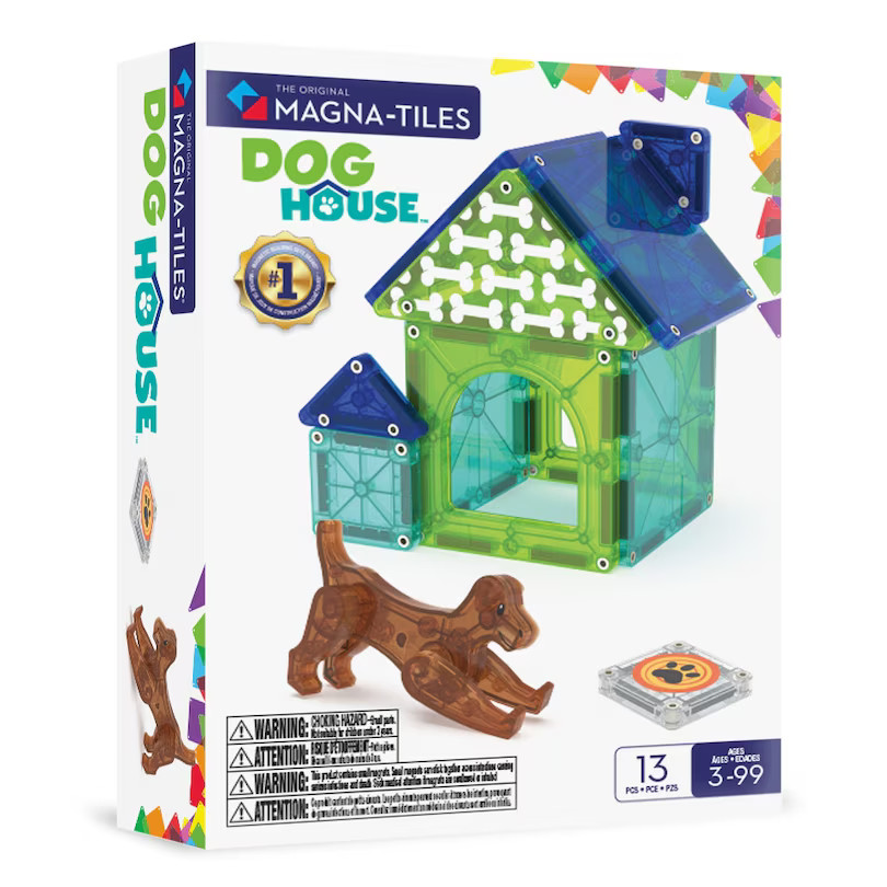 MAGNA-TILES® Dog House 13-Piece Magnetic Construction Set, The Original Magnetic