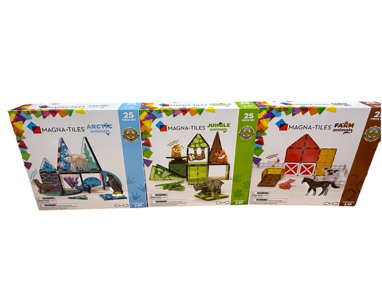 MAGNA-TILES Farm, Artic, Jungle Animals 25 Piece Building Set New in Box (Set 3)