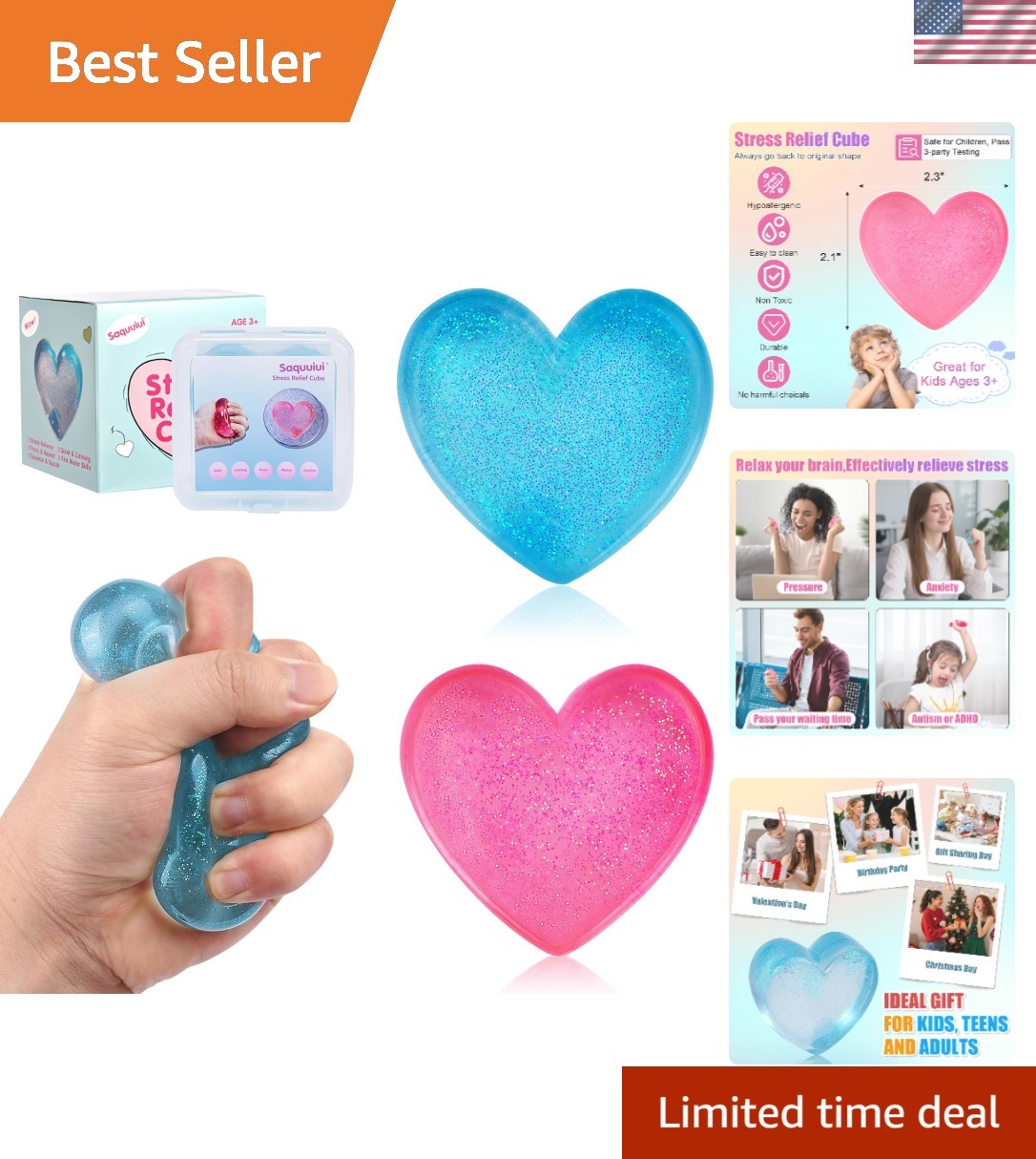 2-Pack Stress Relief Cubes: Quiet Sensory Fidget Toys for All Ages – Navy & Pink