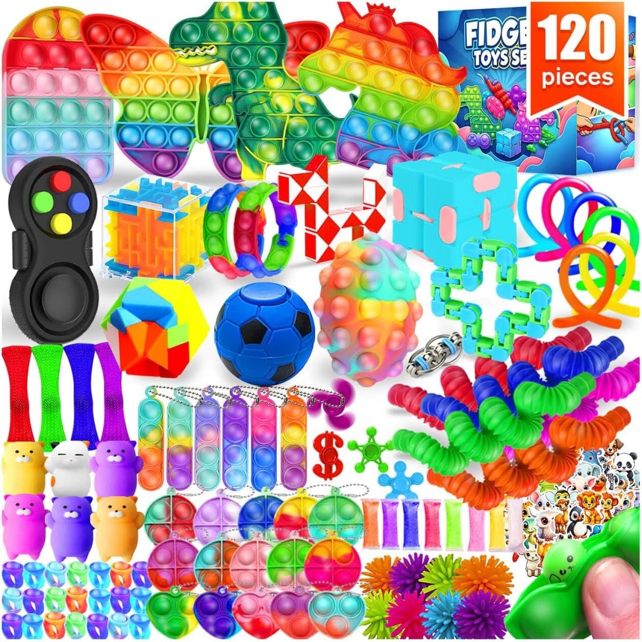 Colorful 120-Pack Fidget Toys: Perfect for Treasure Boxes & Celebrations