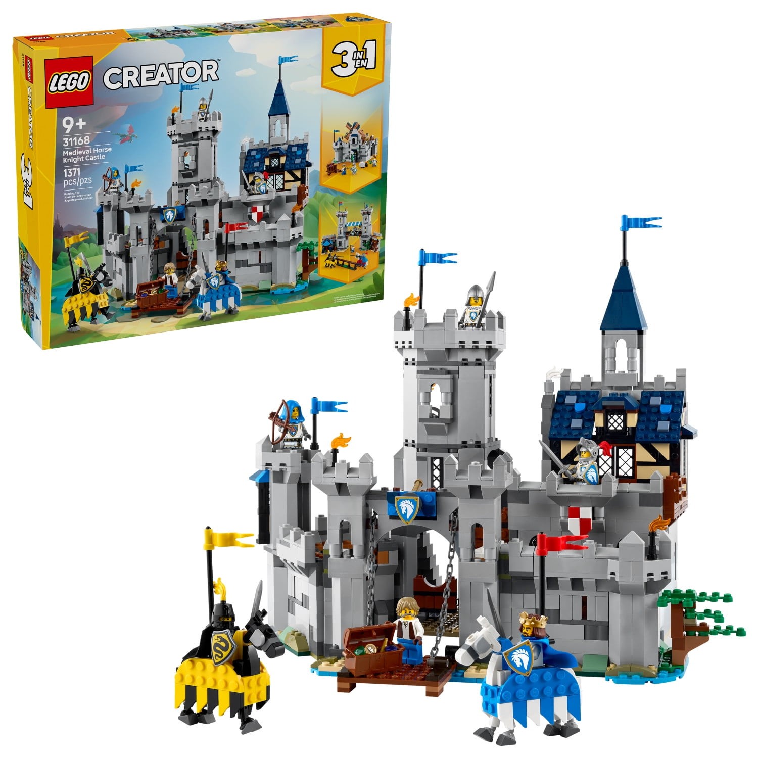 LEGO Creator 3 in 1 Medieval Horse Knight Castle Building Toy for Kids -Building