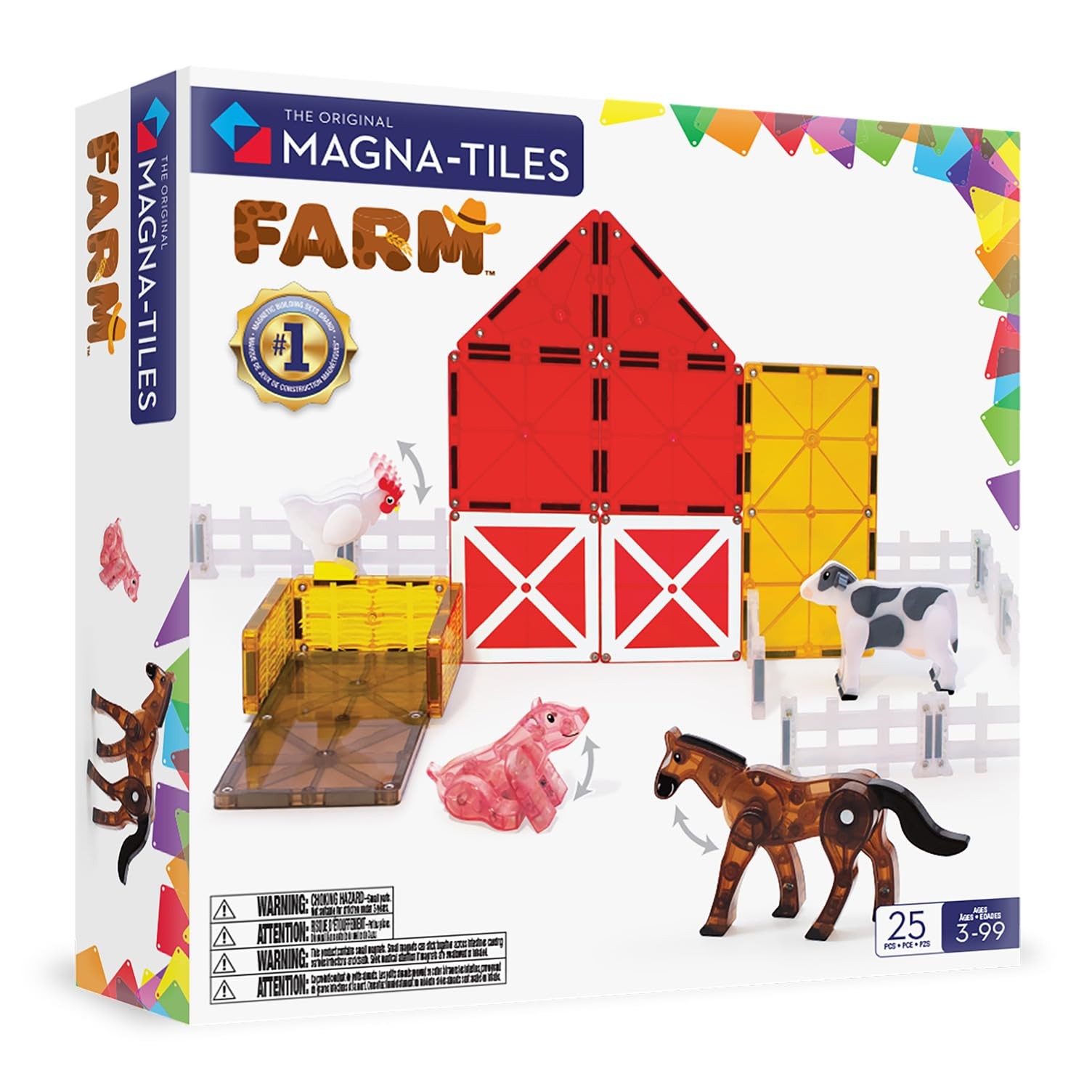 MAGNA-TILES Farm Animals 25-Piece Magnetic Construction Set, The ORIGINAL Mag…