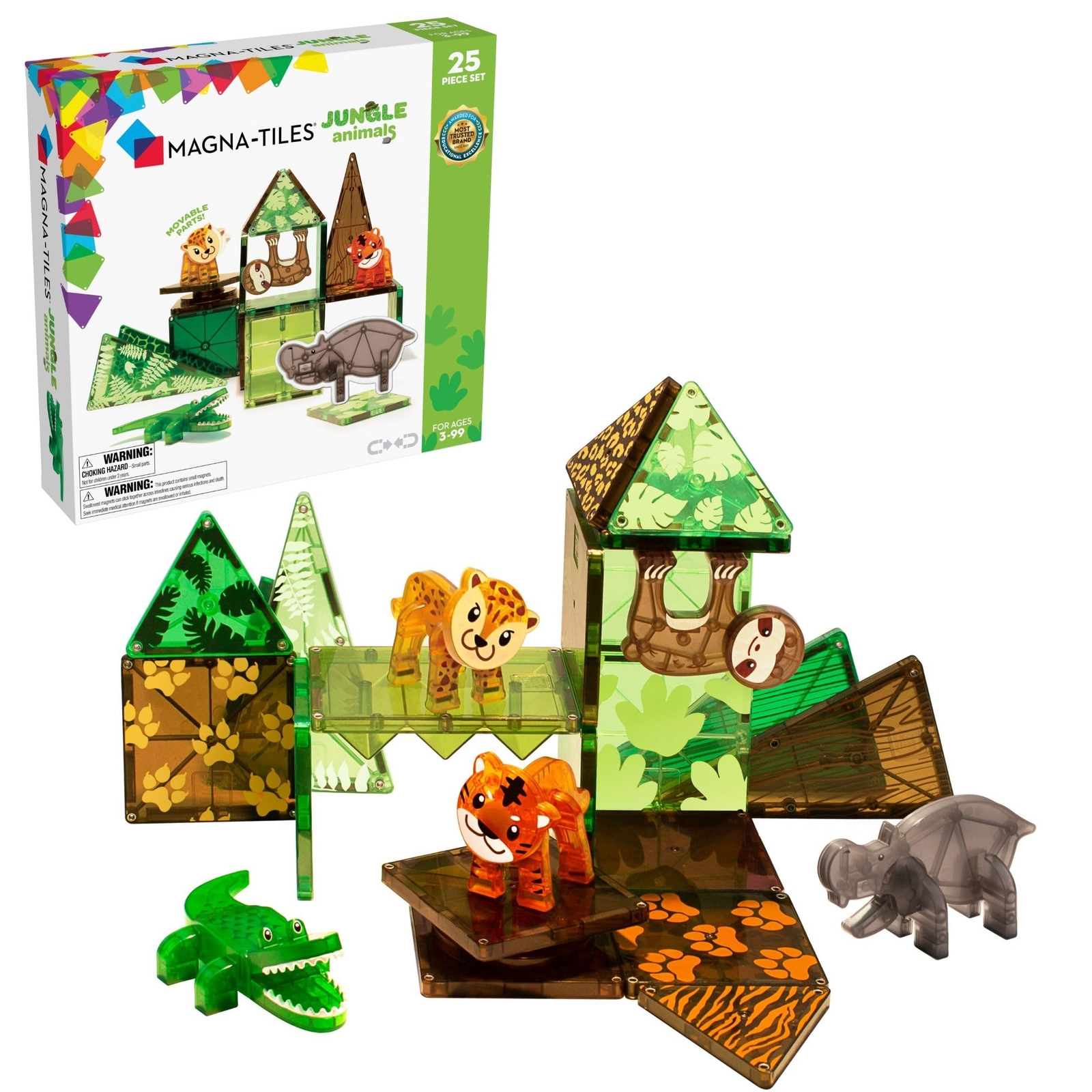 MAGNA-TILES Jungle Animals 25-Piece Magnetic Construction Set, The ORIGINAL M…
