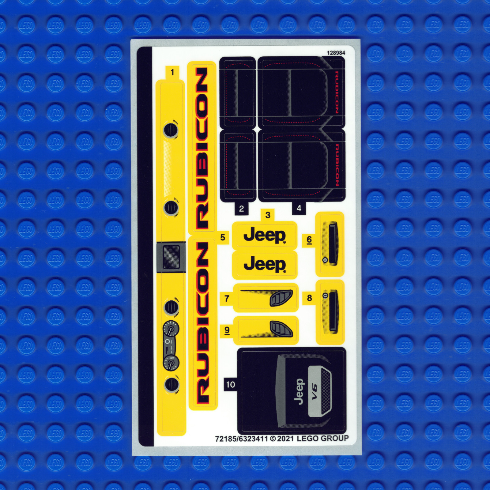 New LEGO Technic Jeep Wrangler 42122 Sticker Sheet Qty 1
