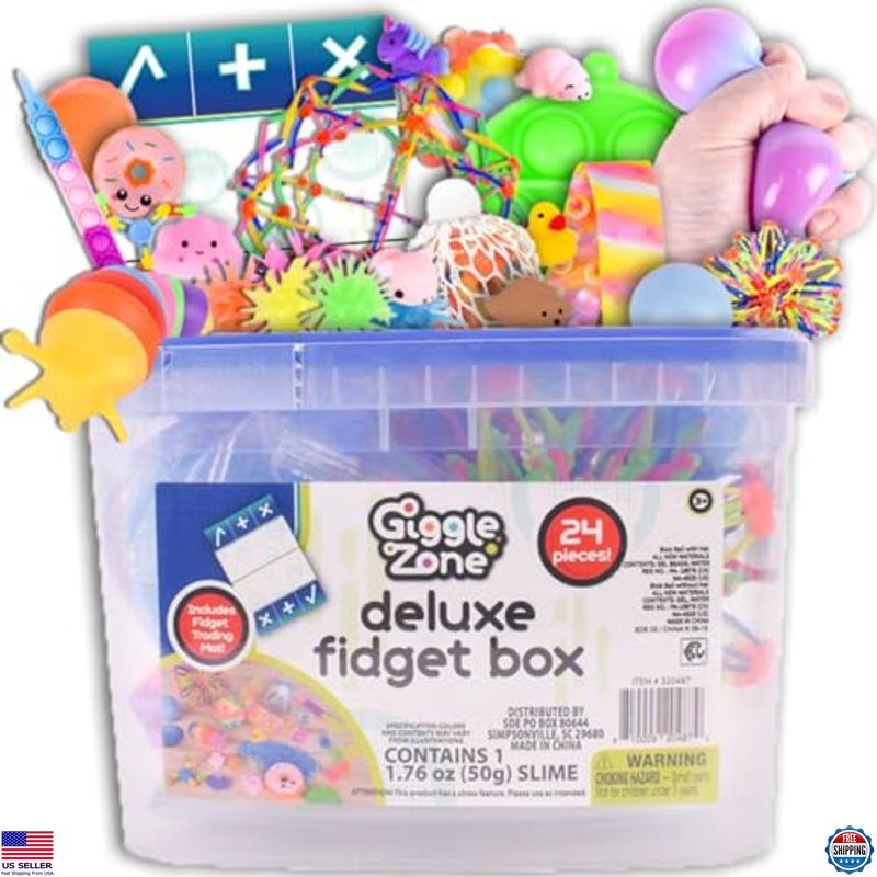 24 Piece Fidget Box Sensory Toys Set with Storage Container for Stress Relief