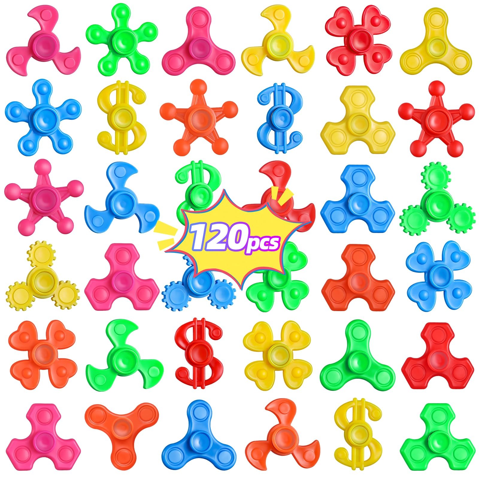 120pcs Mini Fidget Spinner Bulk, Stress Relief Sensory Toys Kids Small