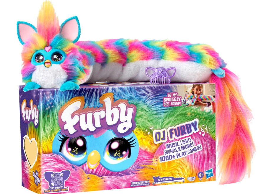 Furby DJ Rainbow Plush Toy, Interactive Music & Lights, 32″ for Ages 6+