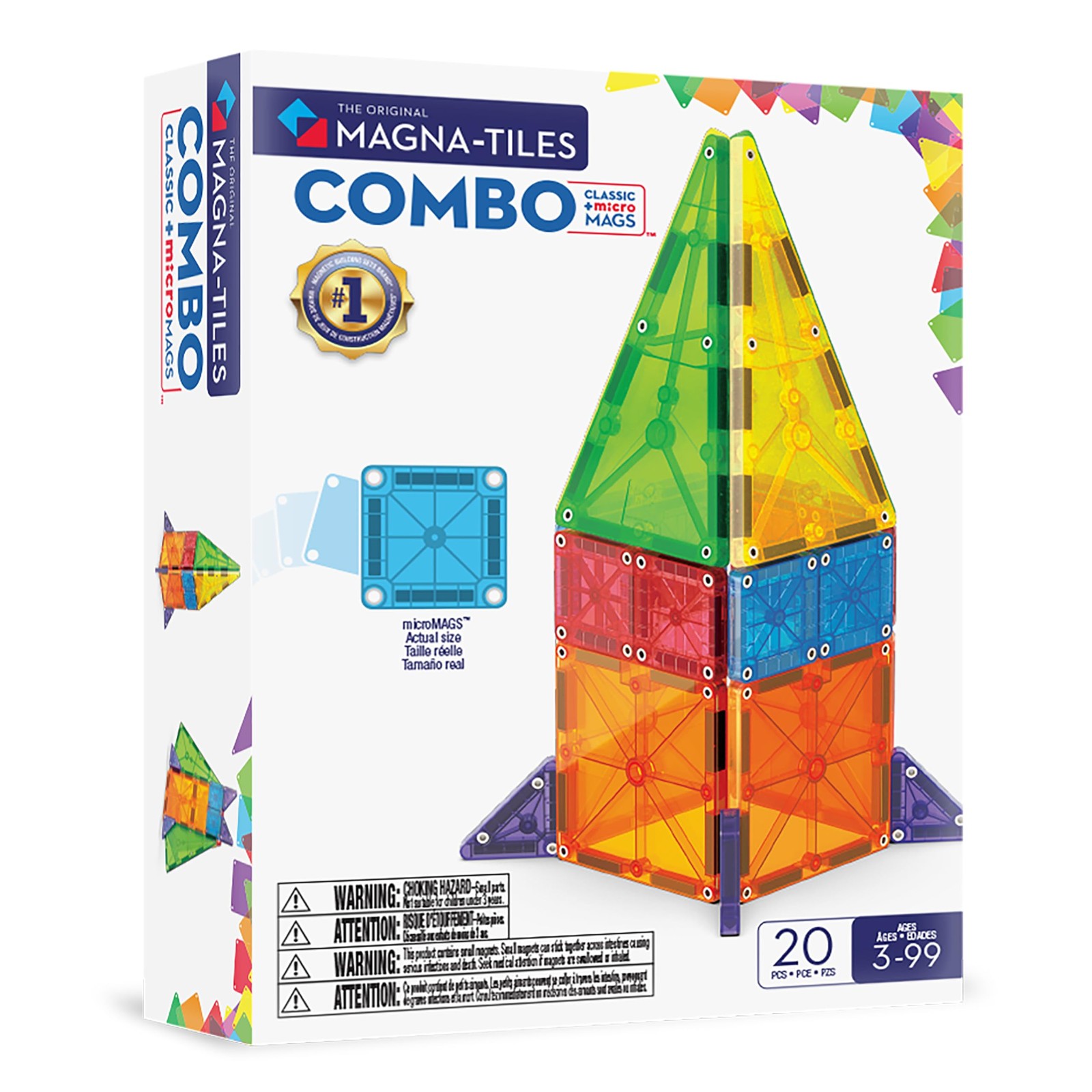 MAGNA-TILES 20-delige combo magnetische bouwset – het originele magneetbouwmerk