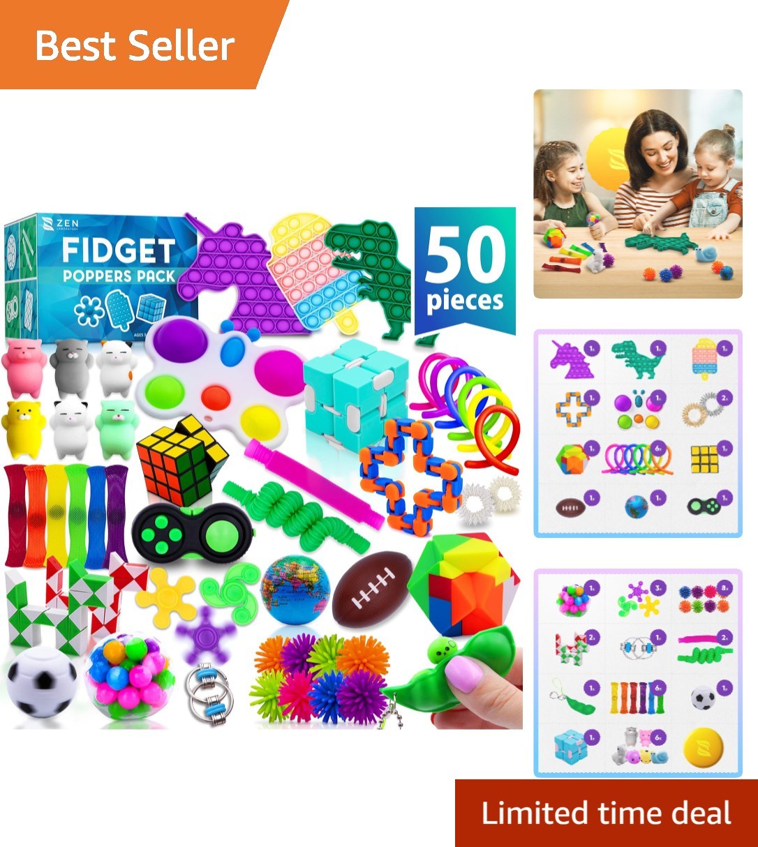 Ultimate 50 Piece Fidget Toy Assortment – Sensory Fun for Birthdays & Rewards
