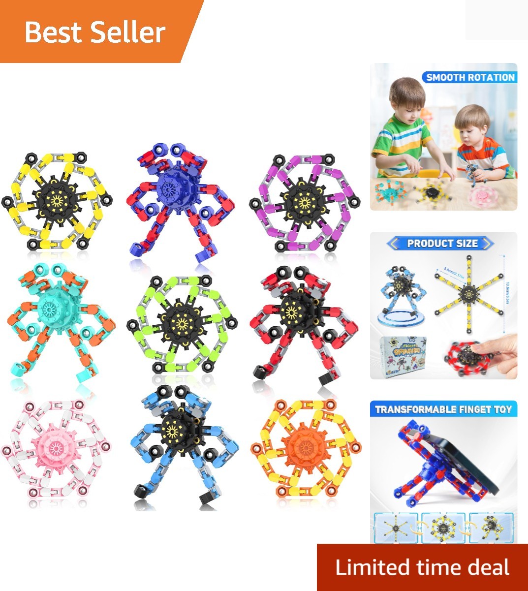 Sensory Fidget Spinner Toys Set – 9PCS Deformable Accessories for Stress Relief