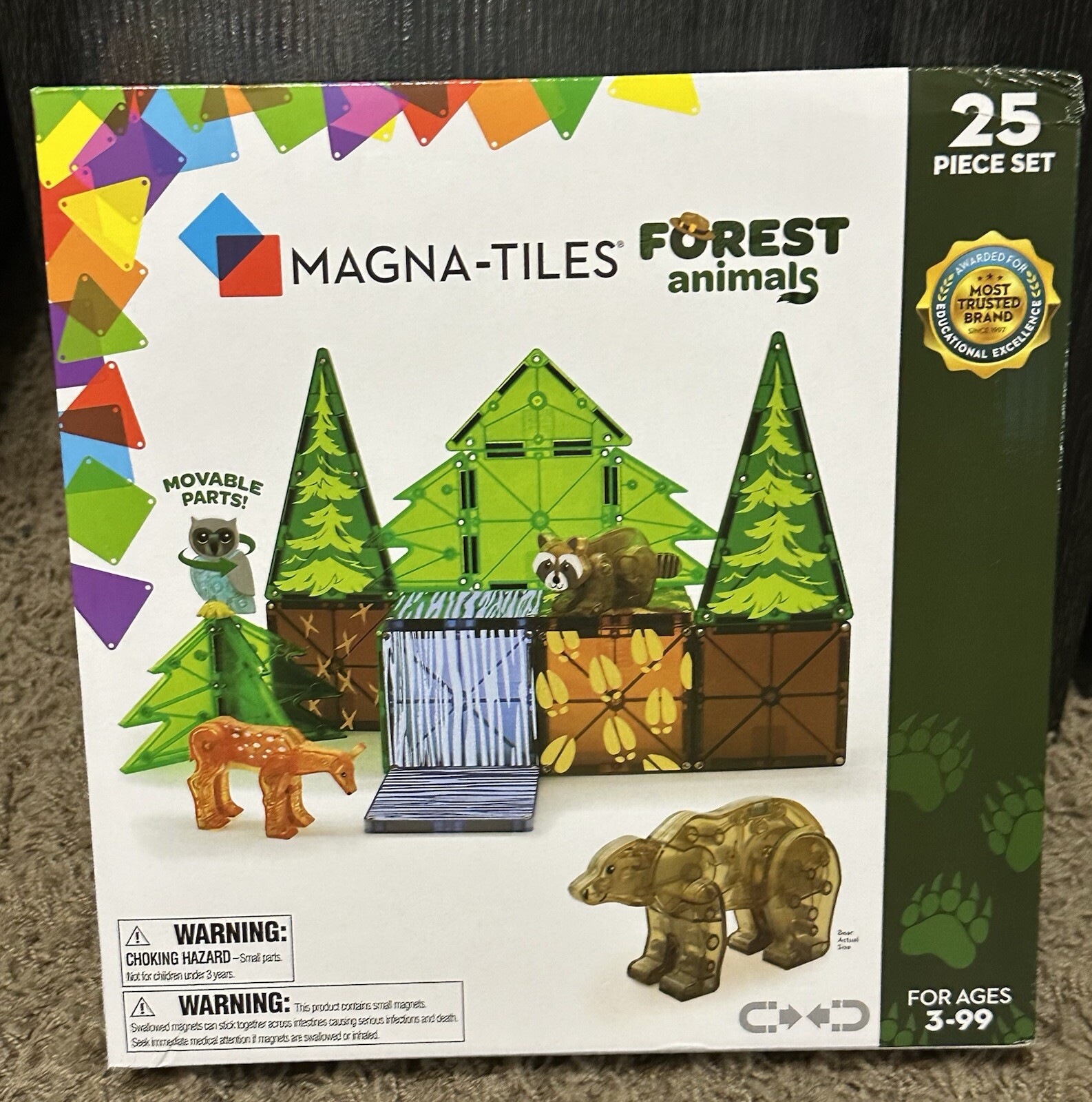 MAGNA-TILES Forest Animals 25-Piece Magnetic Construction Set, New Sealed
