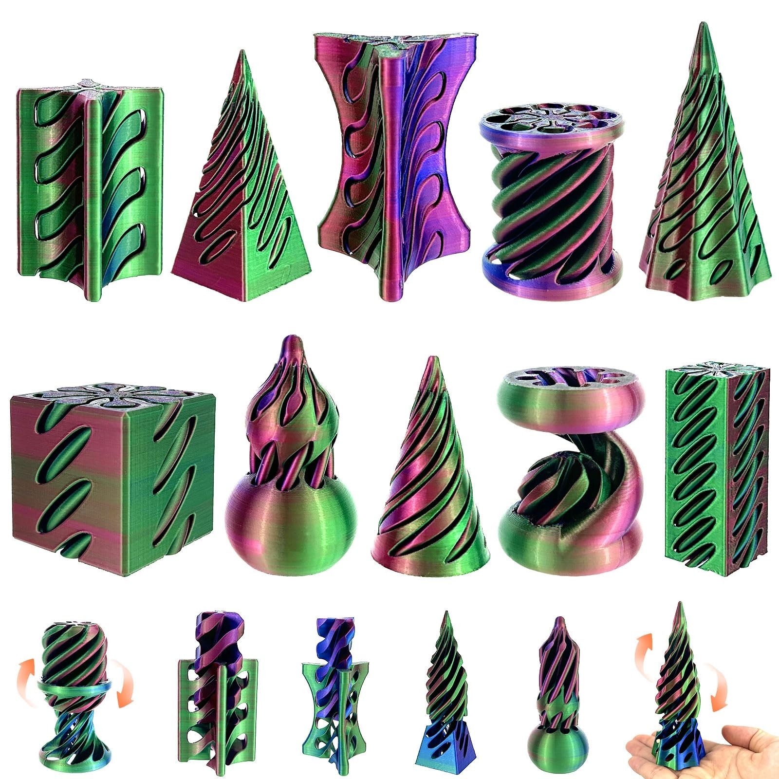 10 Pack 3D Printed Fidget Toys Set – Stress Relief Magic Pass-Through Anxiety Re